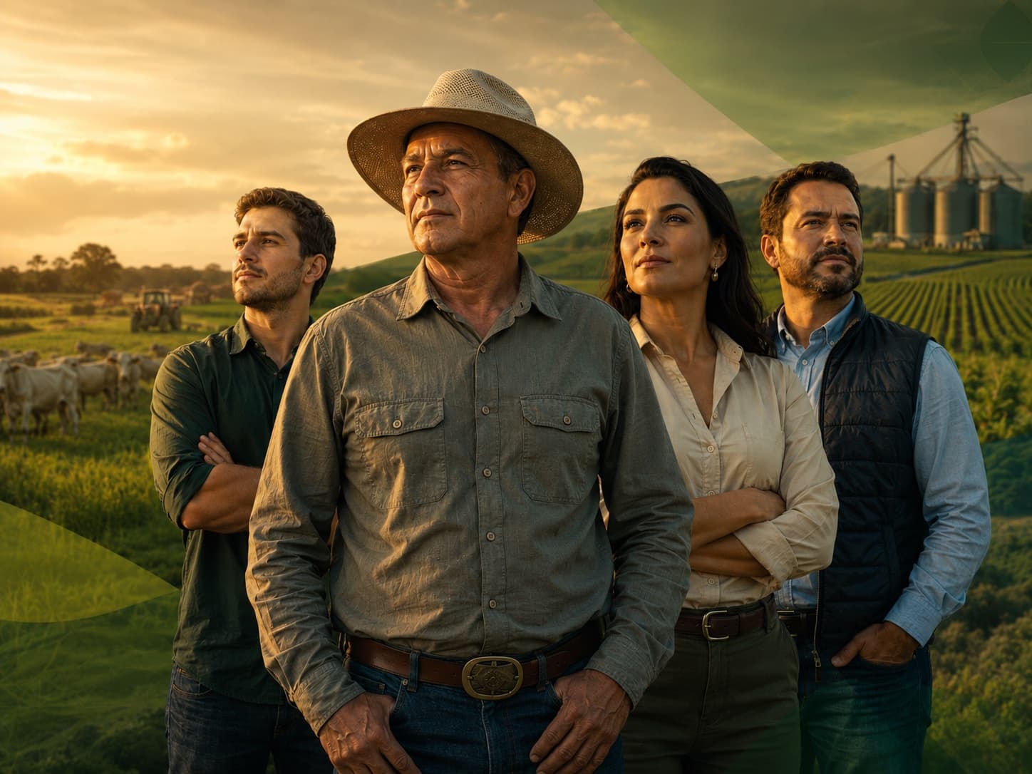 Produtor rural, sucessor, gestora e empresário do agro lado a lado, representando as gerações e perfis que compõem o público do Lidera Agro.